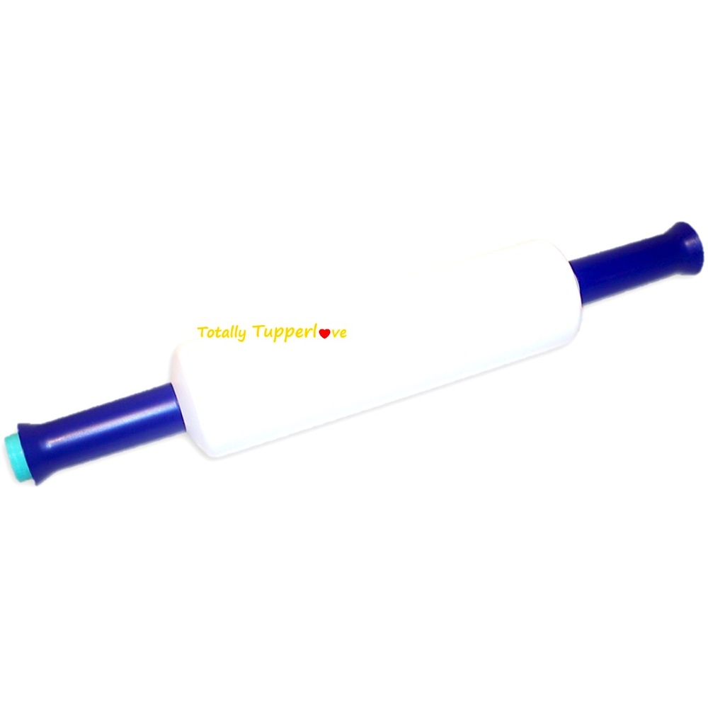 VTG TUPPERWARE FILL N CHILL ROLLING PIN WHITE BLUE BELGIUM MADE BAKE COOK PASTRY